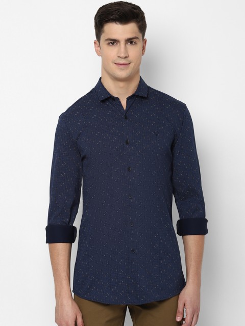 

Allen Solly Men Navy Blue & Yellow Slim Fit Checked Casual Shirt