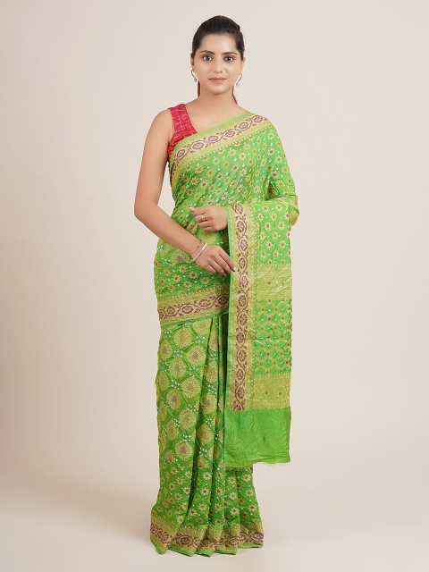 

Pothys Green & Gold-Toned Art Silk Woven Design Saree