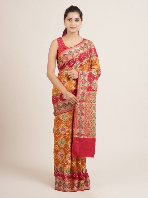 

Pothys Mustard Yellow & Red Art Silk Printed Saree