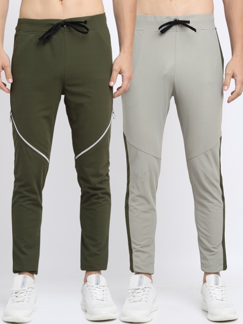 

NEUDIS Men Pack Of 2 Solid Slim-Fit Track Pants, Olive