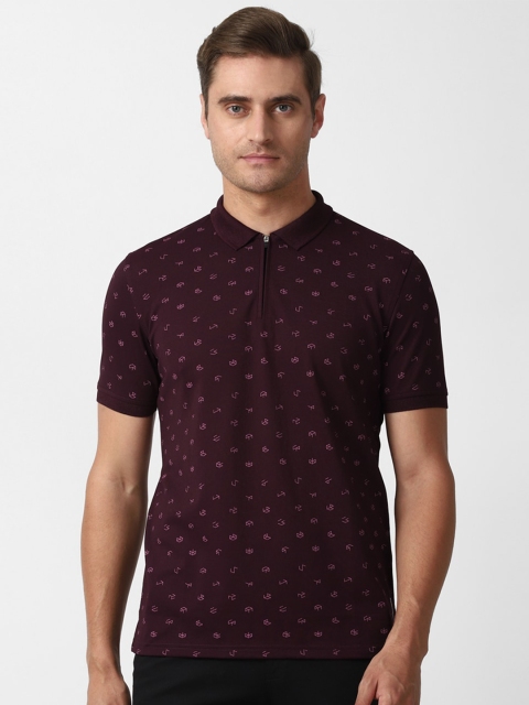 

Louis Philippe Sport Men Burgundy & Pink Printed Polo Collar T-shirt
