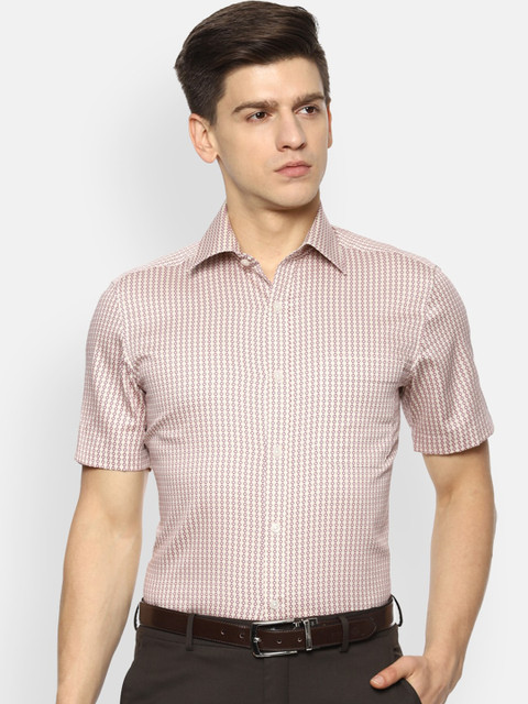 

Louis Philippe Men Beige & Maroon Pure Cotton Regular Fit Printed Formal Shirt