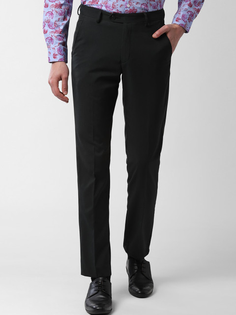 

Peter England Men Black Slim Fit Self Design Formal Trousers