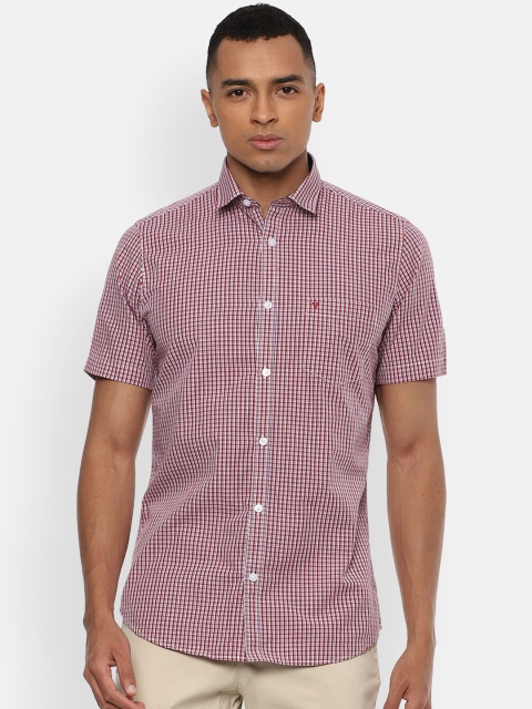 

Van Heusen Sport Men Red Pure Cotton Slim Fit Checked Casual Shirt