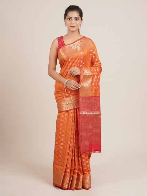

Pothys Orange & Red Jute Silk Woven Design Saree