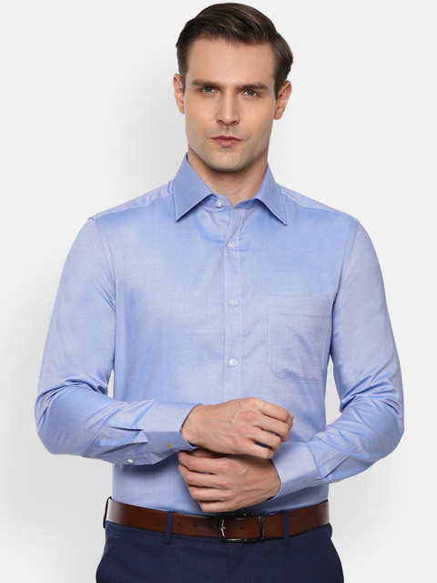 

Louis Philippe Men Blue Pure Cotton Regular Fit Solid Formal Shirt
