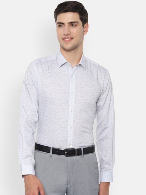 

Louis Philippe Men White & Grey Slim Fit Printed Formal Shirt