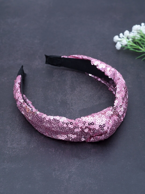 

Golden Peacock Pink Embellished Hairband