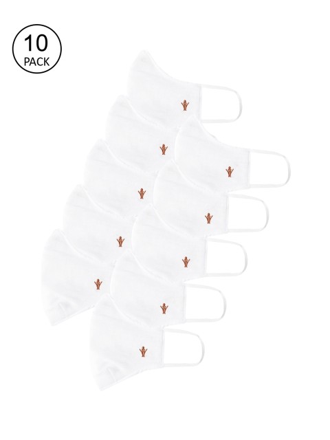 

RAMRAJ COTTON Unisex Pack Of 10 White Solid 2-Ply Reusable Cloth Masks