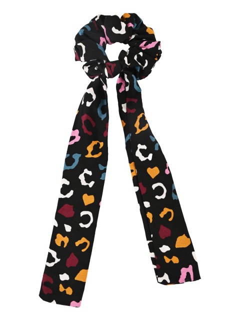 

BuckleUp Black & Yellow Printed Ponytail Holder With Knot
