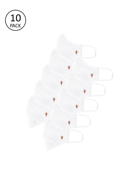 

RAMRAJ COTTON Unisex Pack Of 10 White Solid 2-Ply Reusable Cloth Masks
