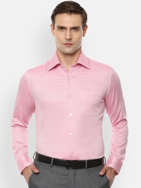 

Louis Philippe Men Pink Pure Cotton Regular Fit Self Design Formal Shirt