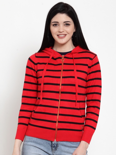 

Global Republic Women Red Striped Cardigan Sweater