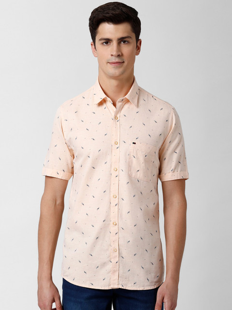 

Peter England Casuals Men Peach-Coloured Slim Fit Printed Casual Shirt