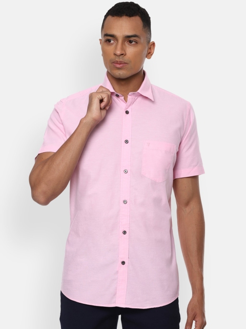 Van Heusen Sport Men Pink Pure Cotton Slim Fit Solid Casual Shirt