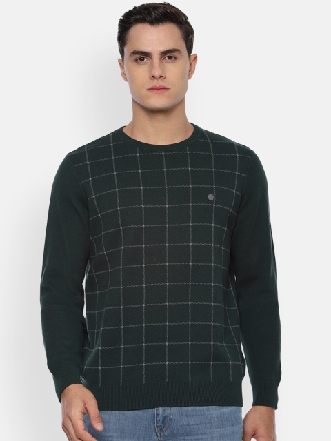 

Louis Philippe Men Green & Grey Checked Sweatshirt
