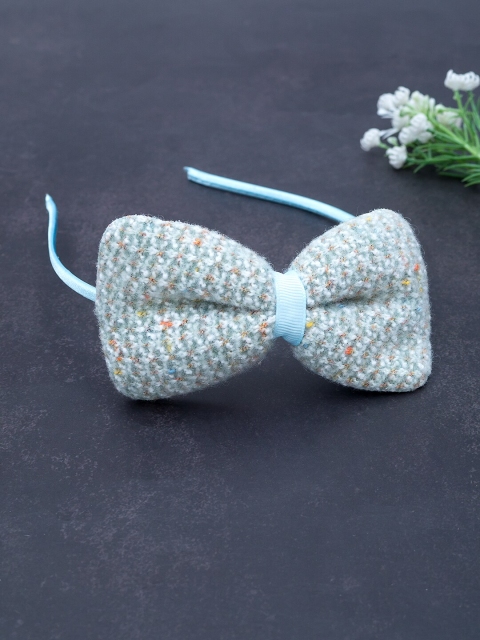 

Golden Peacock Turquoise Blue Hairband with Bow Detail