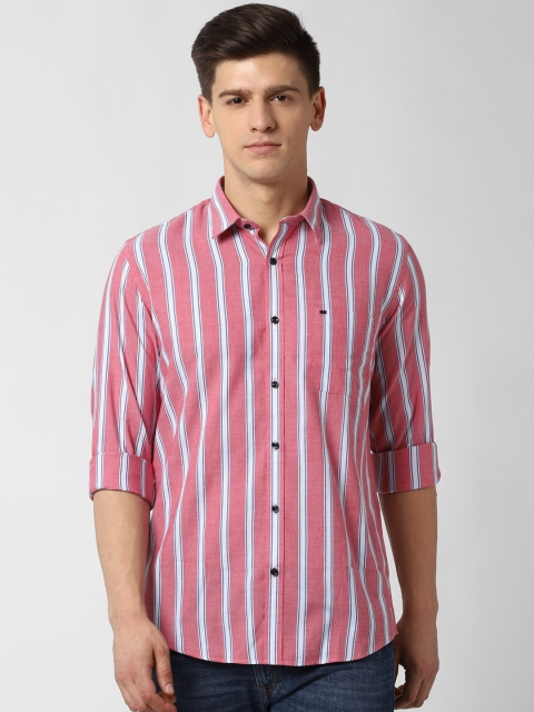 

Peter England Casuals Men Pink & White Slim Fit Striped Casual Shirt