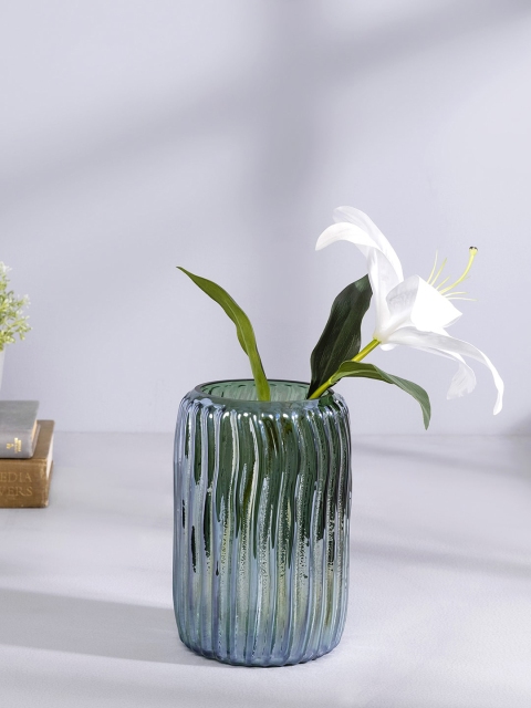 

Pure Home and Living Large Green Luster Ribbed Glass Vase