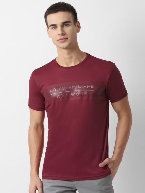 

Louis Philippe Sport Men Maroon Slim Fit Brand Logo Printed Round Neck T-shirt