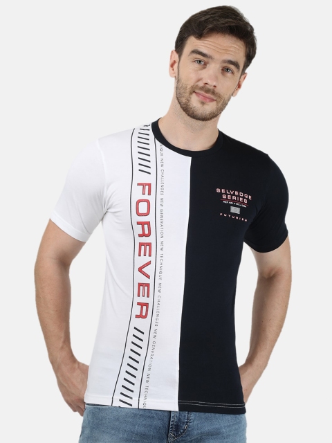 

Monte Carlo Men White & Black Slim Fit Printed Round Neck T-shirt