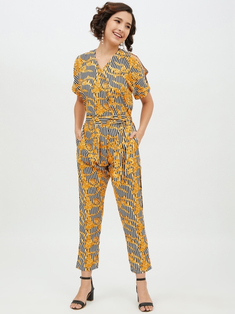 

StyleStone Women Yellow & Black Printed Basic Jumpsuit