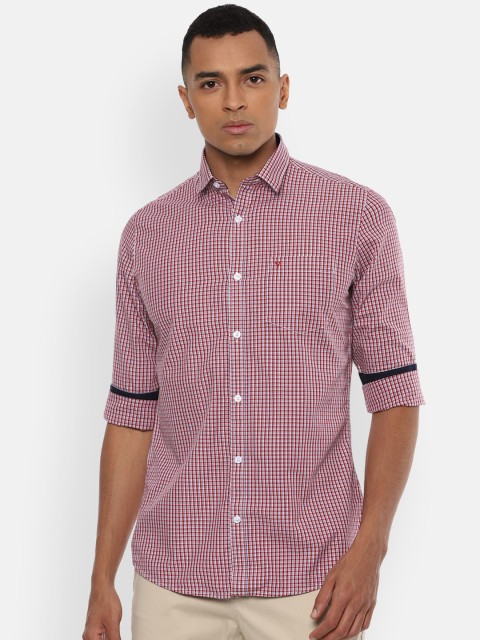 

Van Heusen Sport Men Red Pure Cotton Slim Fit Checked Casual Shirt