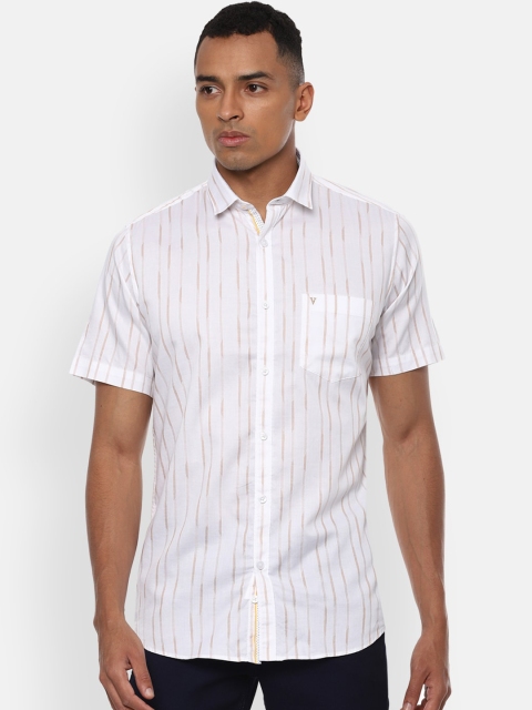 

Van Heusen Sport Men White Pure Cotton Slim Fit Striped Casual Shirt