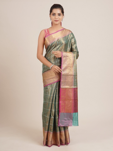 

Pothys Green & Pink Jute Silk Woven Design Saree