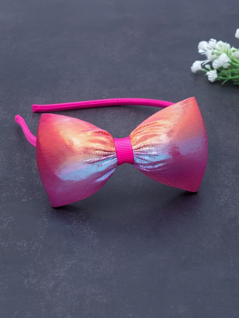 

Golden Peacock Pink Hairband with Bow Detail
