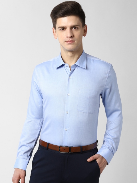 

Peter England Elite Men Blue Pure Cotton Slim Fit Solid Formal Shirt