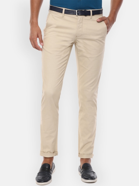 

Louis Philippe Sport Men Cream-Coloured Slim Fit Solid Regular Trousers, Beige