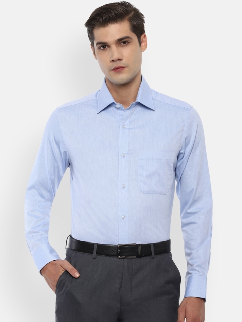 

Louis Philippe Men Blue Pure Cotton Regular Fit Self Design Formal Shirt