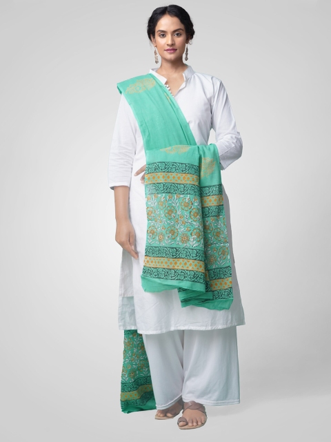 

Unnati Silks Green Printed Cotton Dupatta