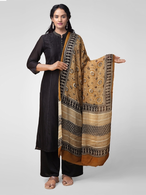 

Unnati Silks Yellow & Brown Printed Dupatta