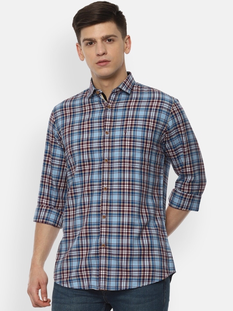 

Van Heusen Sport Men Blue Pure Cotton Slim Fit Checked Casual Shirt