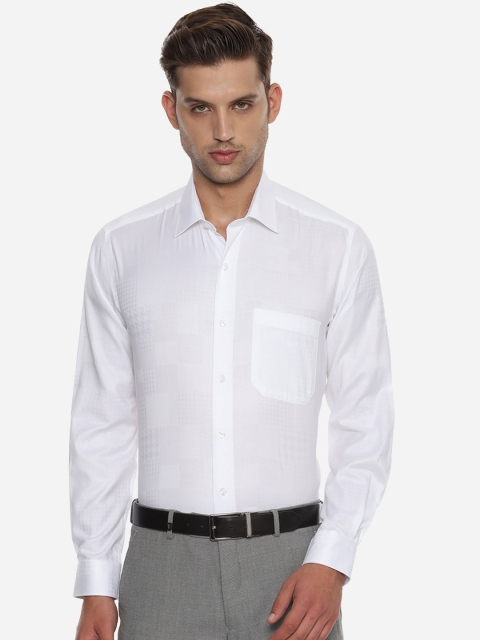 

Louis Philippe Men White Pure Cotton Slim Fit Self Design Formal Shirt