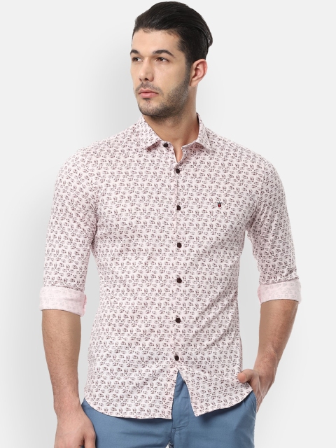 

Louis Philippe Sport Men Off-White & Rust Orange Pure Cotton Slim Fit Printed Casual Shirt