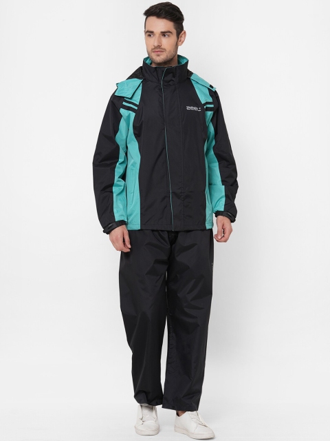 

Zeel Men Black & Turquoise Blue Colourblocked Rain Suit