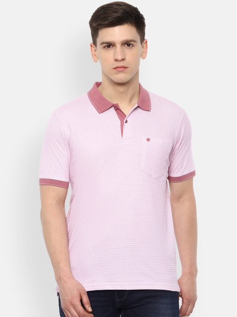 

Louis Philippe Men Pink Printed Polo Collar T-shirt