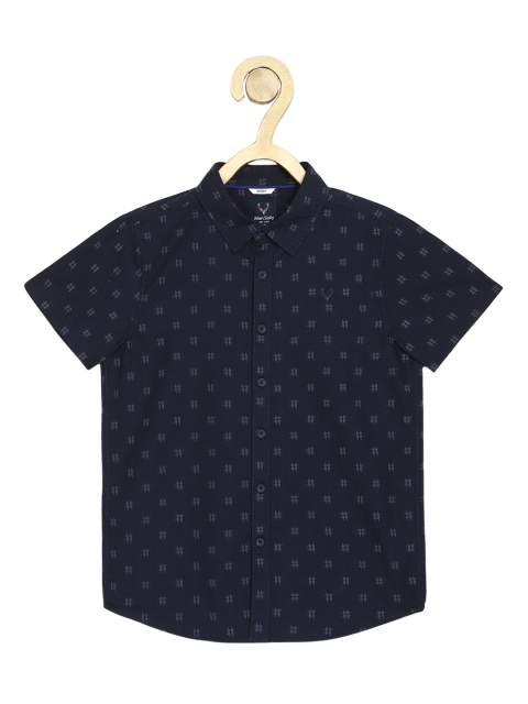 

Allen Solly Junior Boys Navy Blue Pure Cotton Slim Fit Printed Casual Shirt