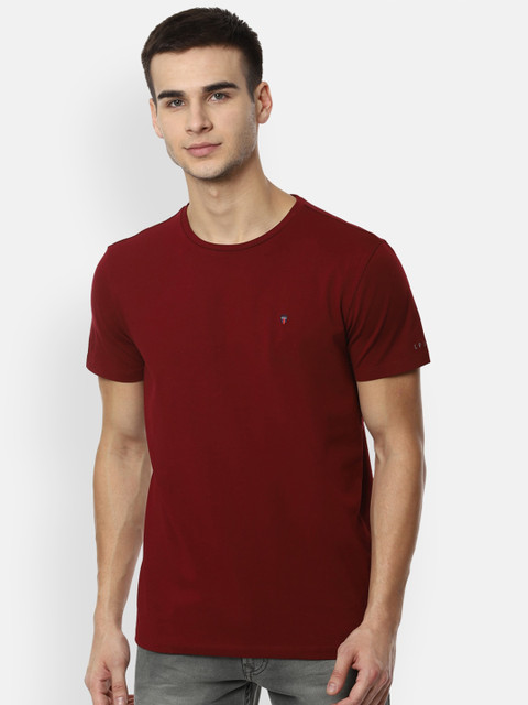 

Louis Philippe Jeans Men Maroon Solid Slim Fit Round Neck T-shirt