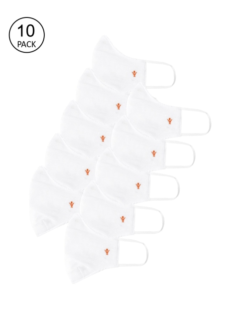 

RAMRAJ COTTON Unisex Pack Of 10 White Solid 2-Ply Reusable Cloth Masks