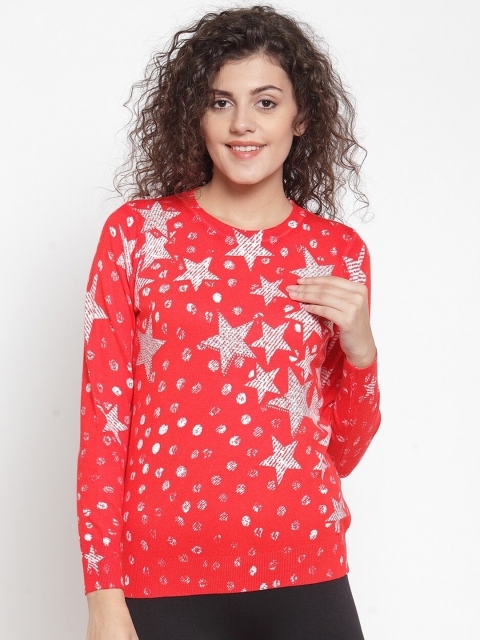 

Global Republic Women Red Printed Pullover Sweater