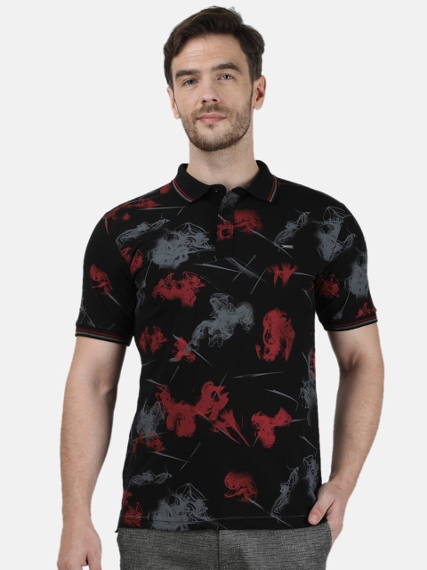 

Monte Carlo Men Black & Maroon Printed Polo Collar T-shirt