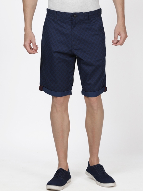 

t-base Men Blue Printed Slim Fit Regular Shorts