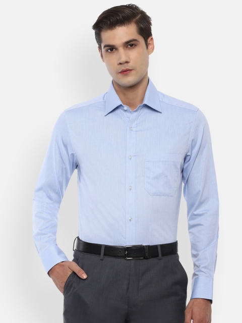 

Louis Philippe Men Blue Pure Cotton Regular Fit Self Design Formal Shirt