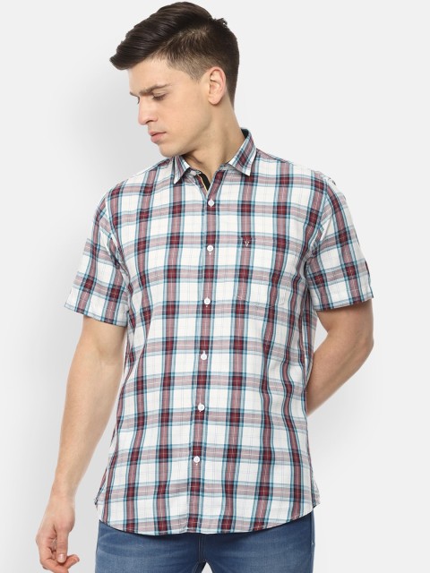 

Van Heusen Sport Men Cream-Coloured Pure Cotton Slim Fit Checked Casual Shirt