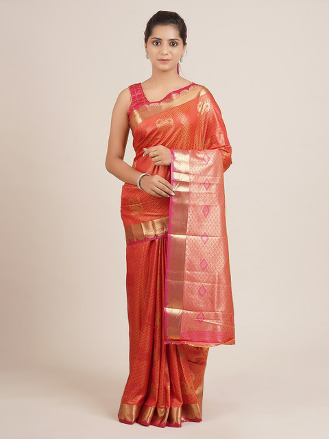 

Pothys Orange Solid Saree