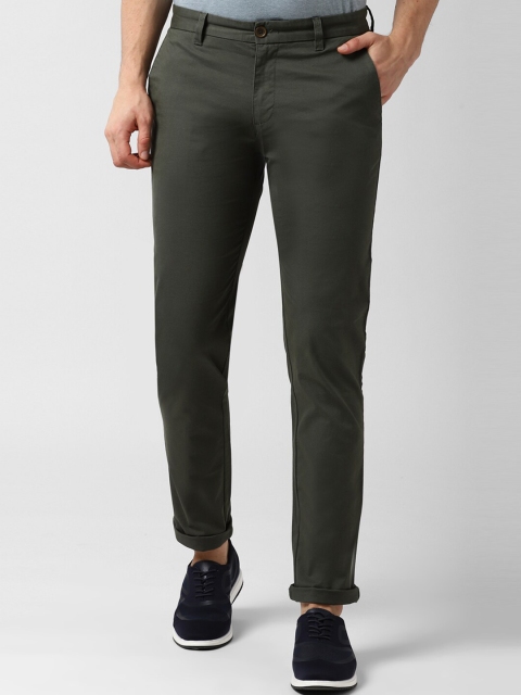 

Peter England Casuals Men Olive Green Slim Fit Solid Regular Trousers